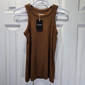 NWT Women’s Brown Ribbed Summer Tank Top – Size Small